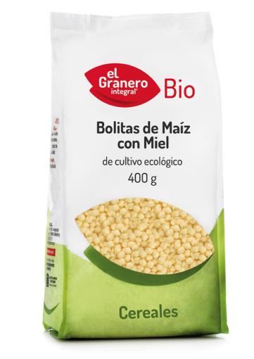 copos, mueslis y salvados BOLITAS DE MAÍZ CON MIEL BIO, 350 g