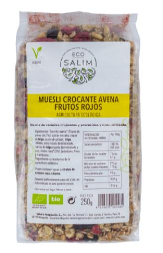 copos, mueslis y salvados MUESLI CROCANTI AVENA FRUTOS ROJOS BIO 250G