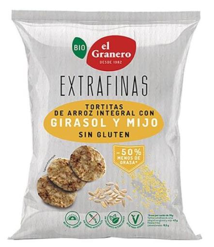 aperitivos y frutos secos TORTITAS EXTRAFINAS ARROZ INTEGRAL CON GIRASOL Y MIJO S/G BIO 60G