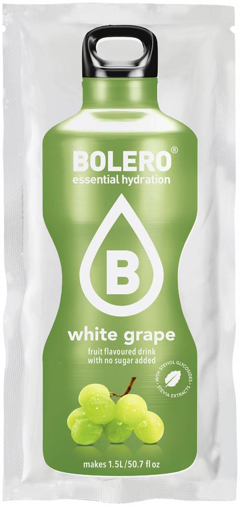 bebidas solubles BOLERO WHITE GRAPE UVA BLANCA SOBRE 9 GRS