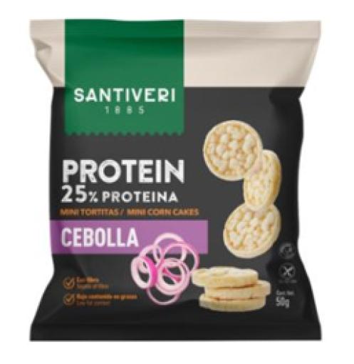 aperitivos y frutos secos MINI TORTITAS PROTEIN CEBOLLA S/G 50G